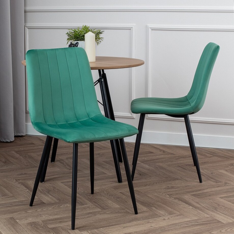 Krzesło tapicerowane do salonu jadalni klasyczne welurowe zielone