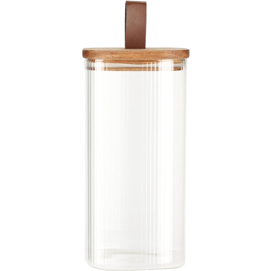 Szklany słoik z drewnianą pokrywką, hermetyczne zamknięcie