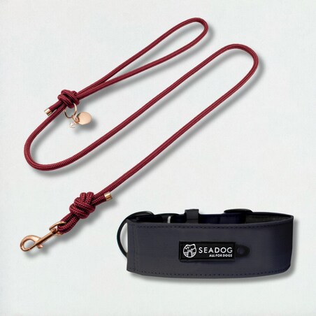 Zestaw: smycz sznurowa i szeroka obroża S