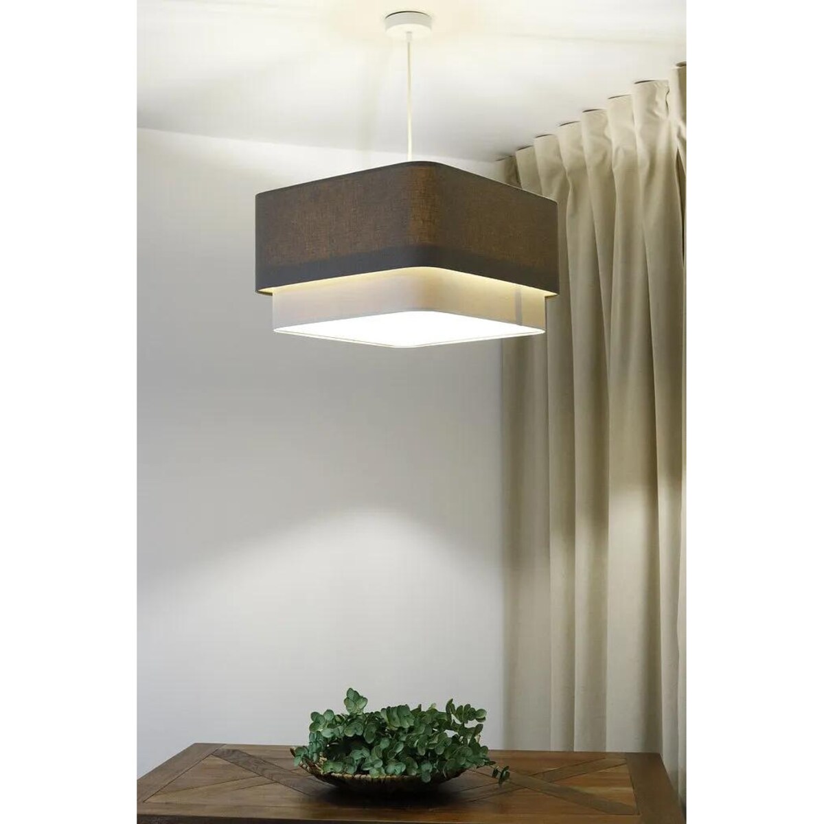 Lampa wisząca KWADRO DUO 003 51x47cm brązowa/kremowa