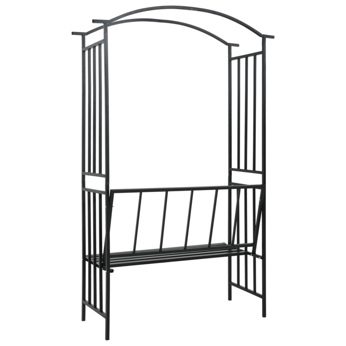 vidaXL Pergola ogrodowa z ławką, czarna, 128x50x207 cm, żelazna