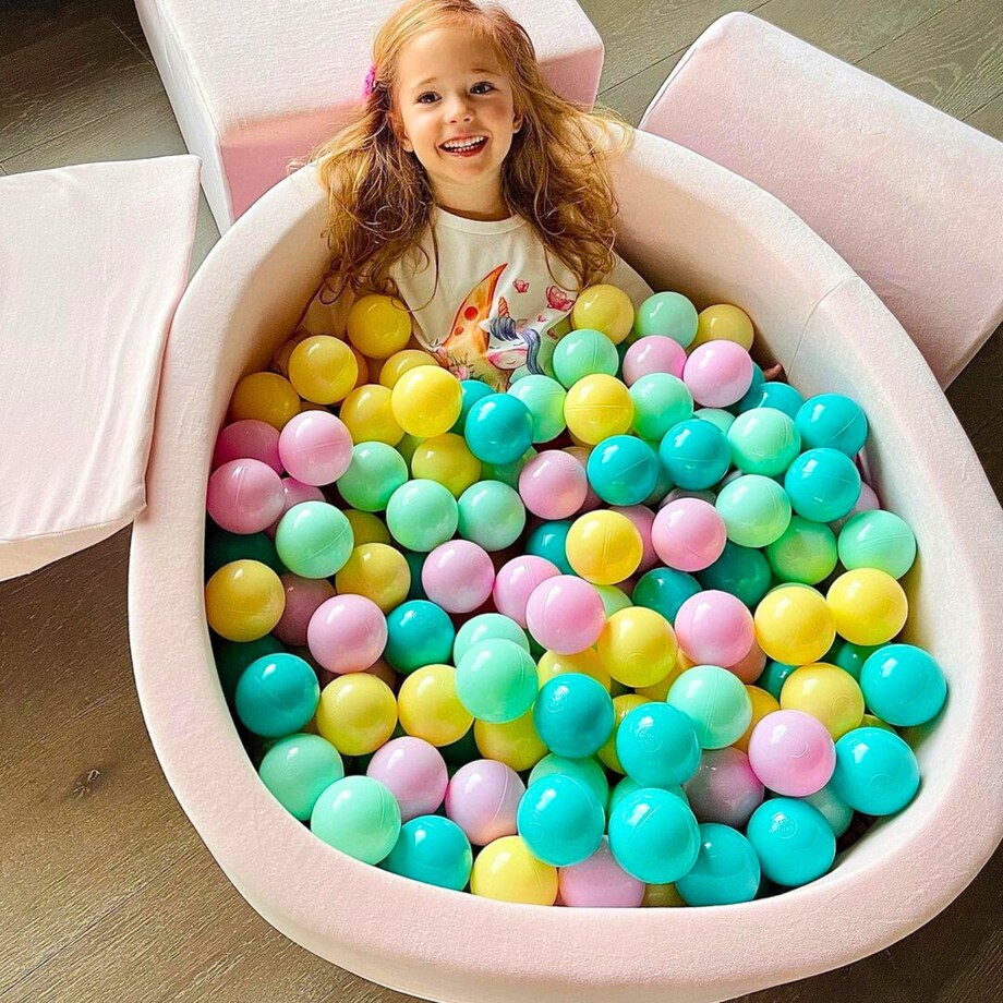 Piankowy Plac Zabaw z Basenem 230x45cm/bez Piłek dla Dziecka, Velvet, Pudroworóżowy