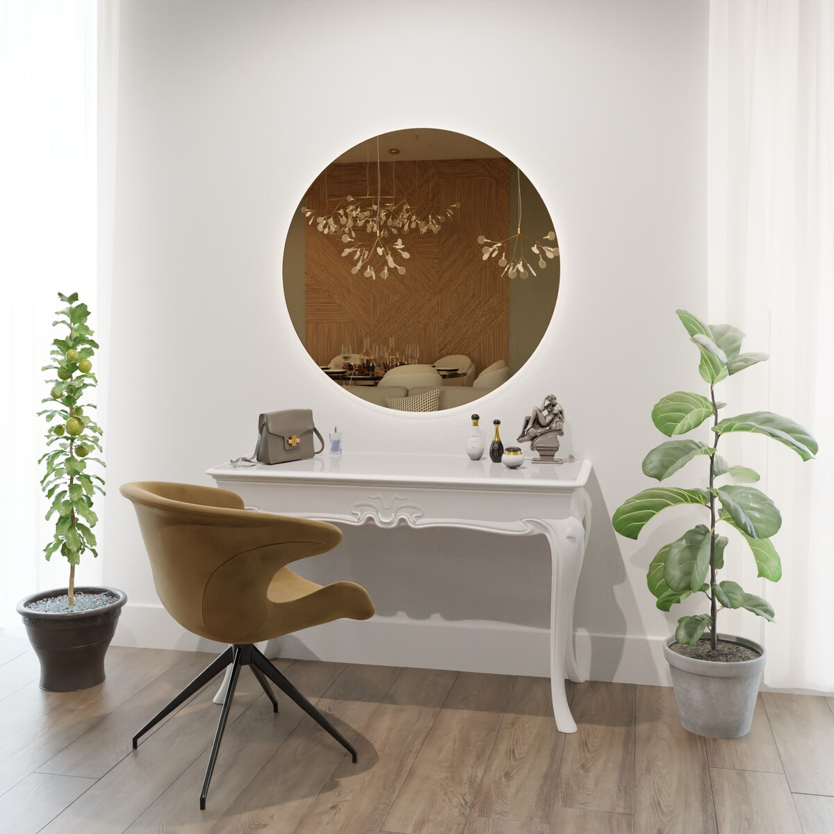 Kolorowe lustro okrągłe dekoracyjne - KLEO - kolor tafli do wyboru