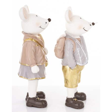 Dekoracja - para uśmiechniętych myszek 21x9x7 i 21x7x7 cm TOPI