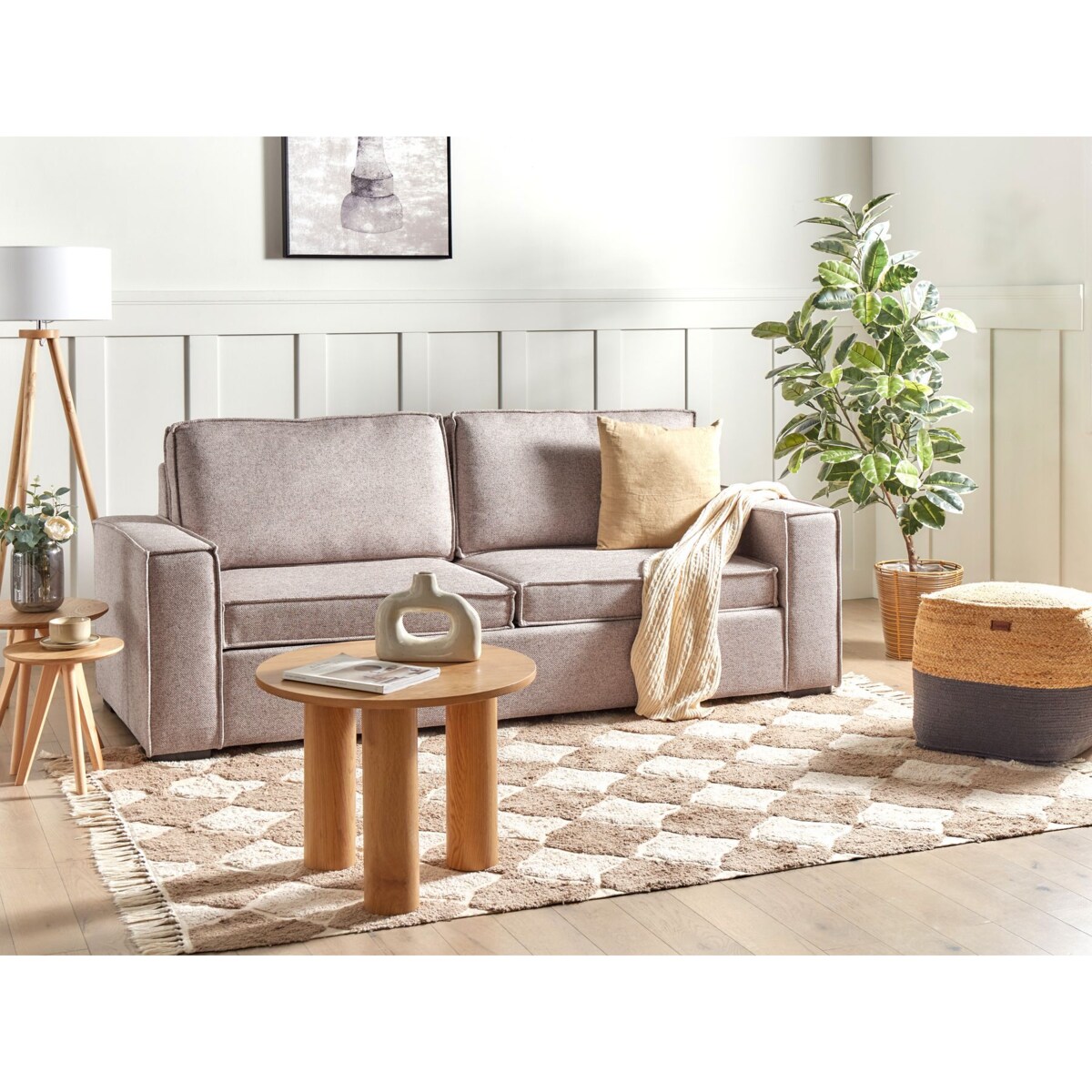 Sofa rozkładana jasnobrązowa VUOKATTI