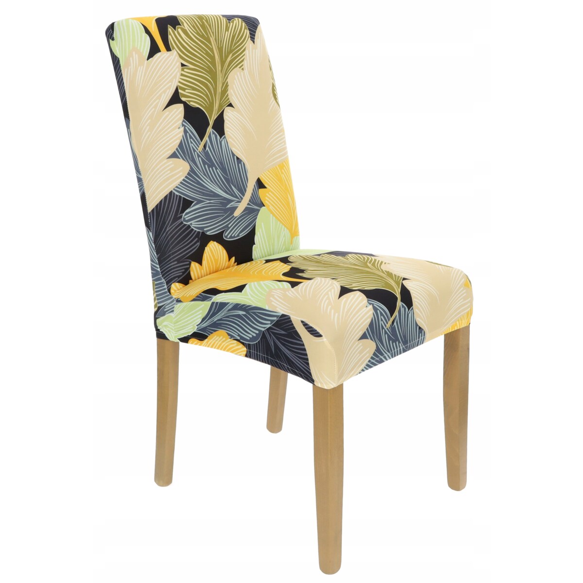 POKROWIEC NA KRZESŁO BEŻOWE ŻÓŁTE LIŚCIE WZORY ELASTYCZNY [21CA]