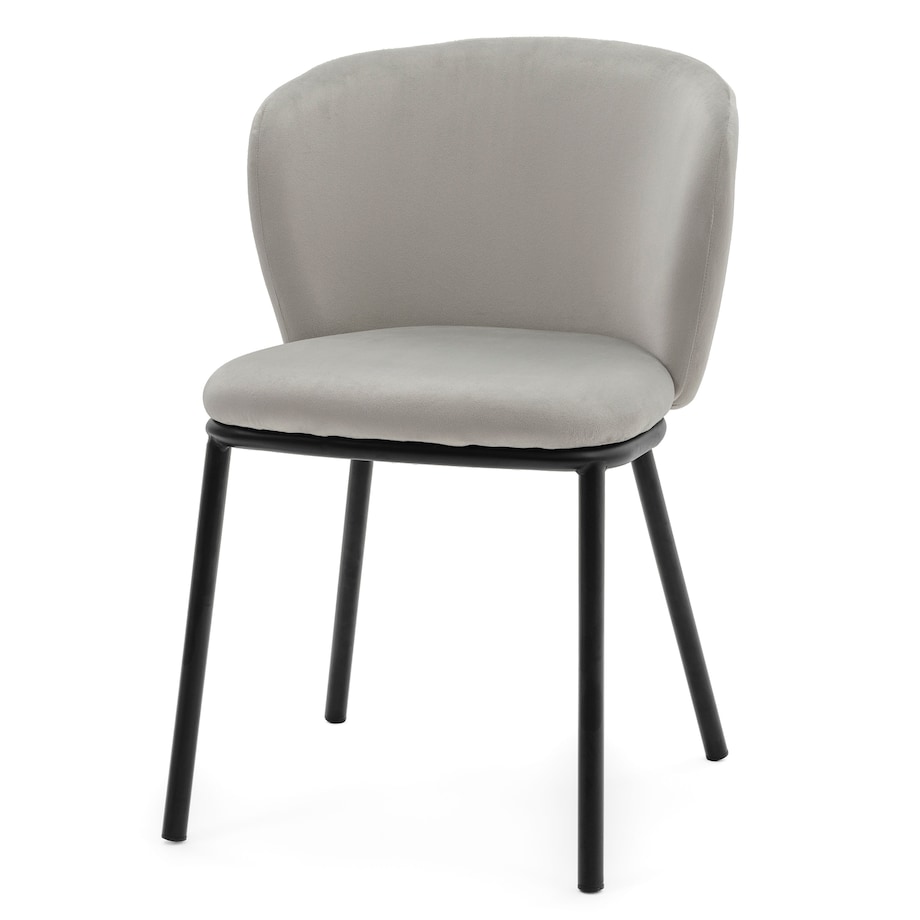 KRZESŁO TAPICEROWANE WELUROWE DO SALONU JADALNI GLAMOUR JASNOSZARE BARI