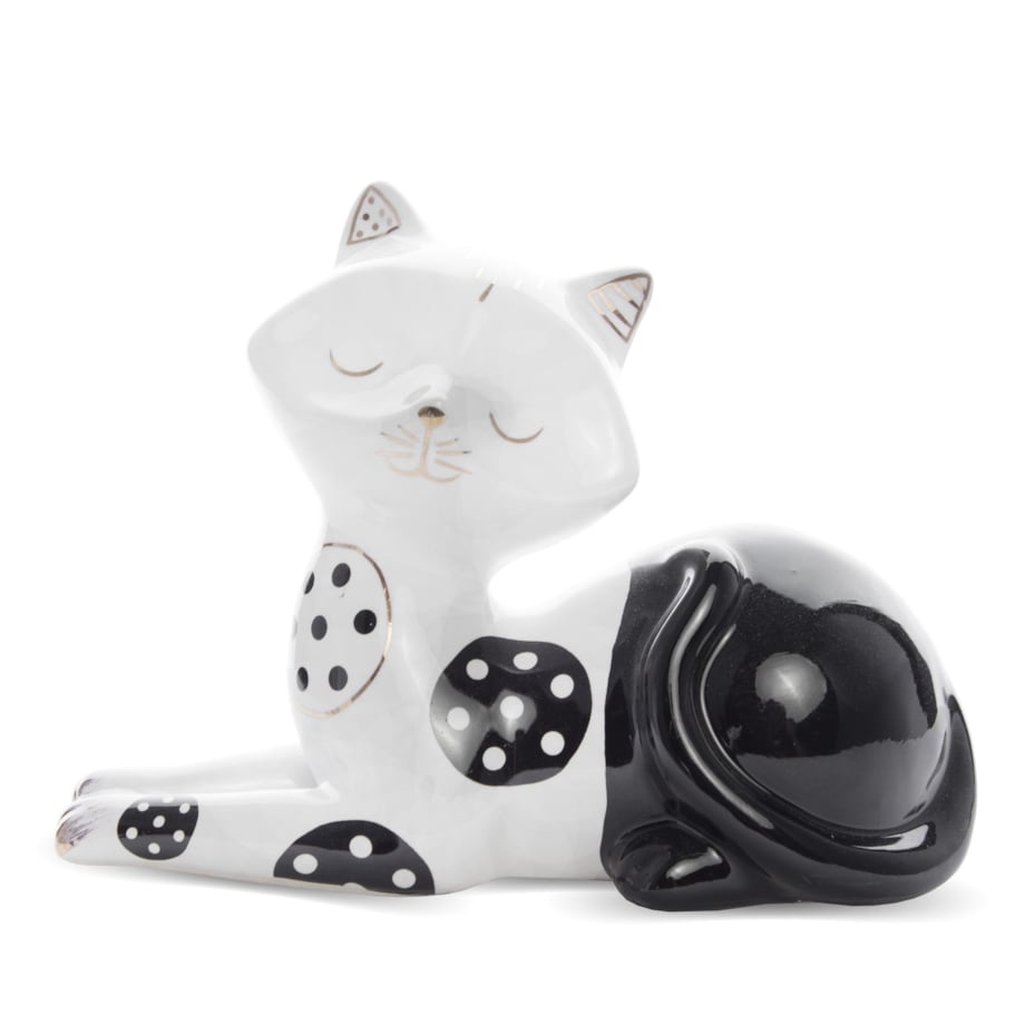 Dekoracja - ceramiczna figurka kota 10,5x13,5x7 cm GATAKI-3 biało-czarny