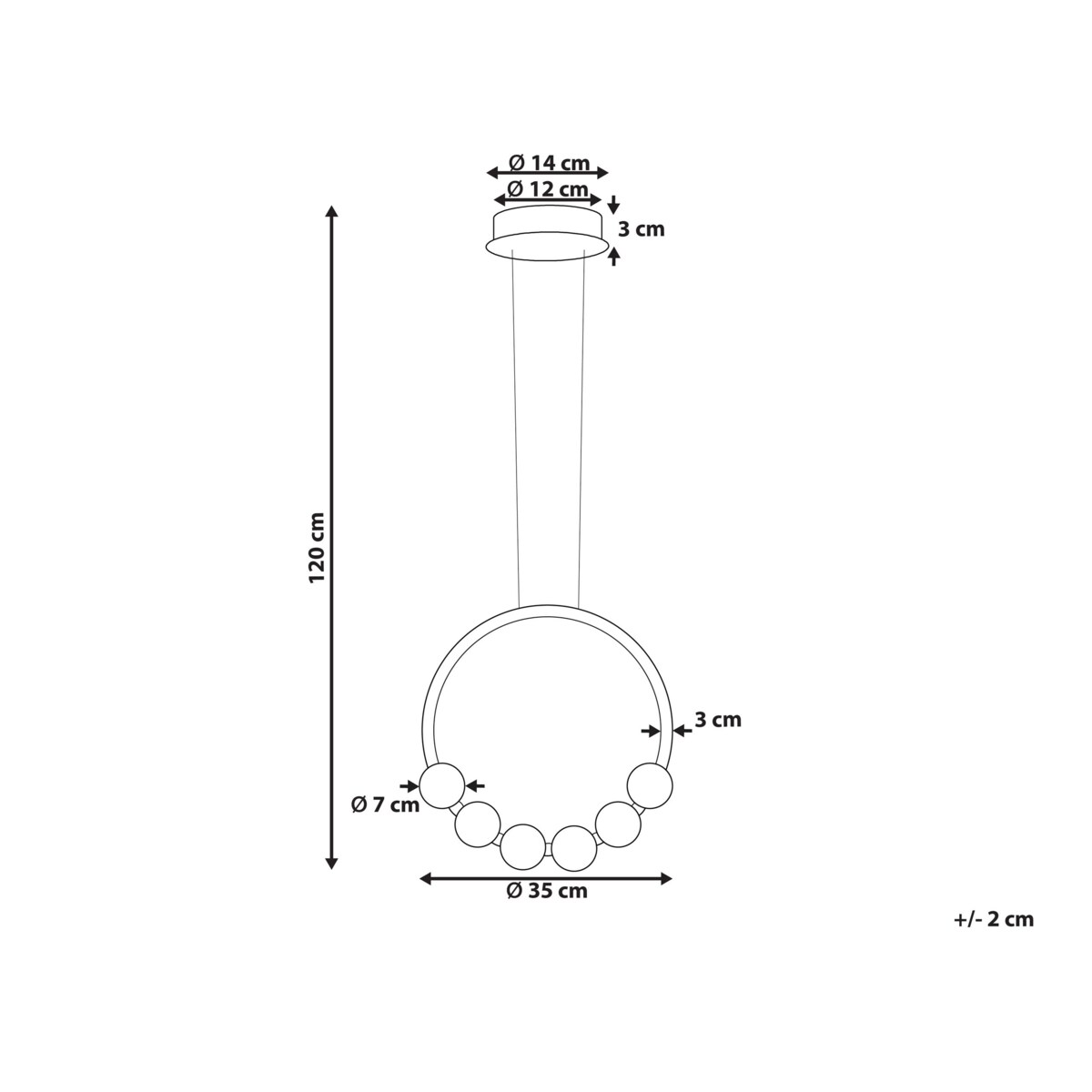 Lampa wisząca LED metalowa złota FANE
