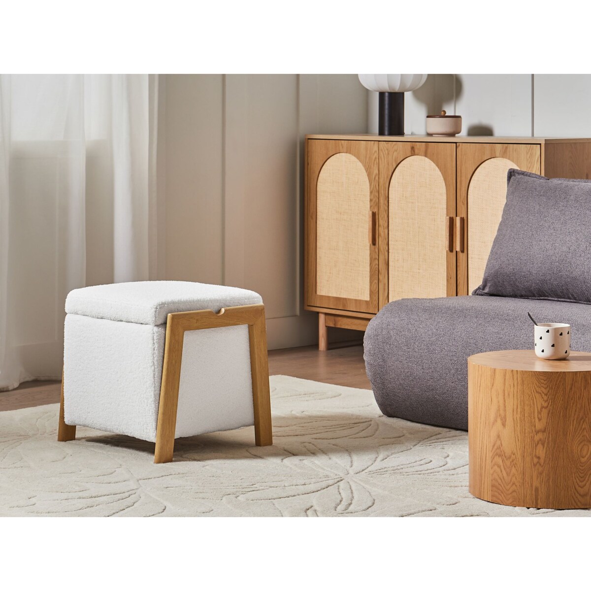 Puf ze schowkiem EDLAND Boucle Biały