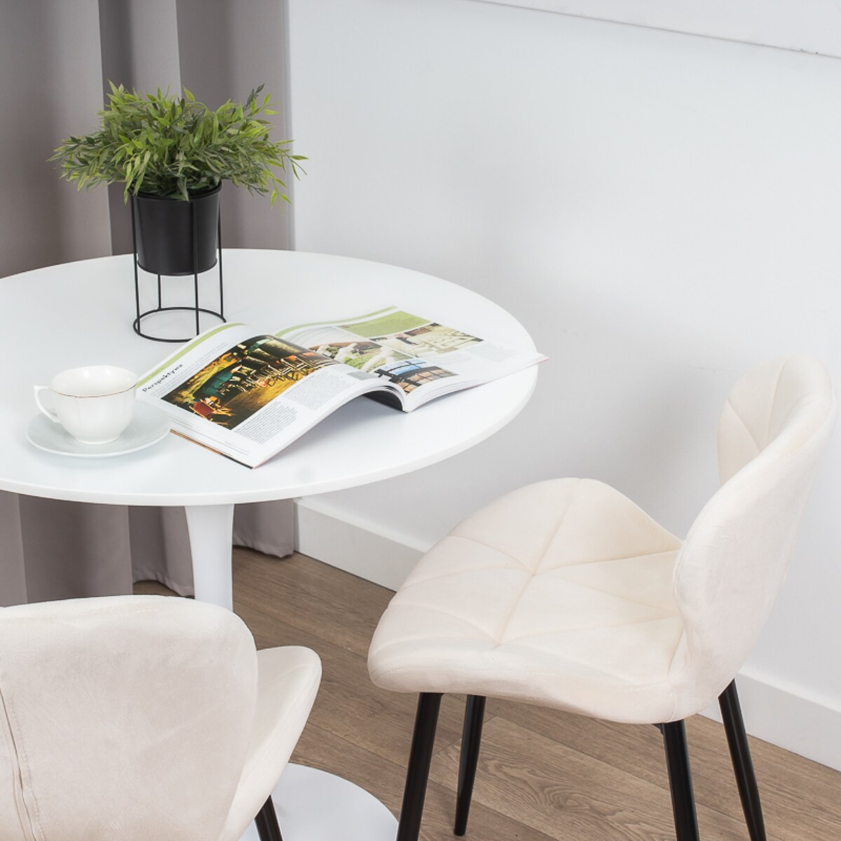 Stół okrągły do salonu jadalni 80 cm biały nowoczesny minimalistyczny