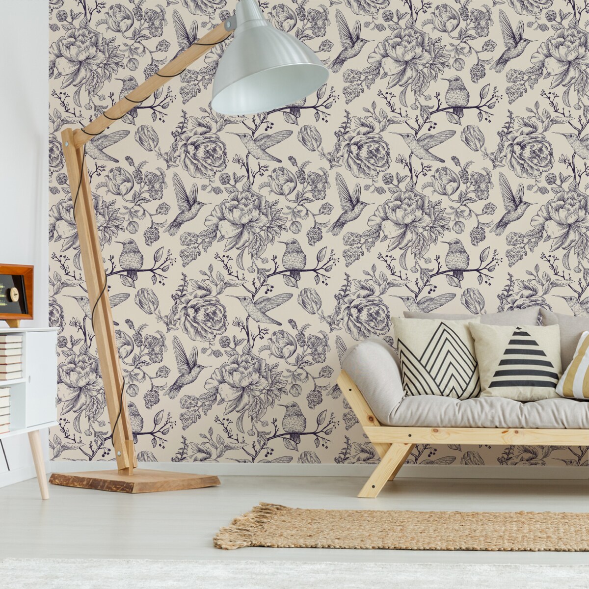 Tapeta do Sypialni Ptaki KOLIBRY Kwiaty