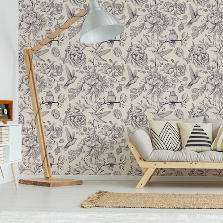 Tapeta do Sypialni Ptaki KOLIBRY Kwiaty