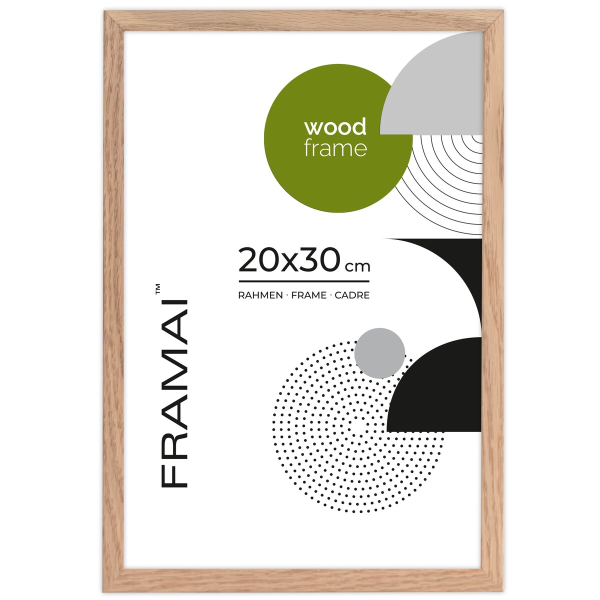 Ramka na zdjęcia 20x30 cm ramka drewniana dębowa naturalna foto ramka z litego drewna dębowego prostokątna OAK FRAMAI