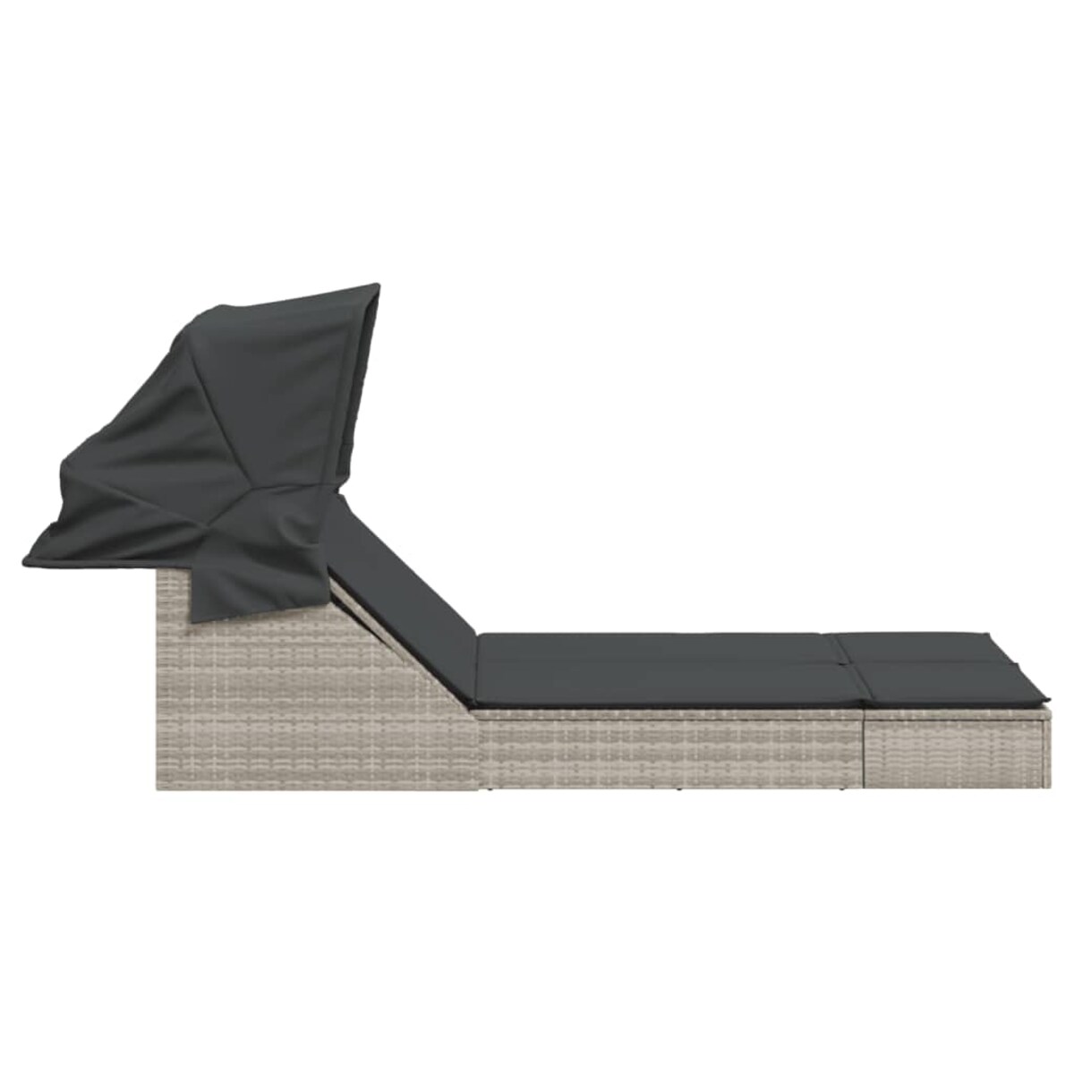 vidaXL Podwójna leżanka z zadaszeniem i poduszkami, jasnoszara
