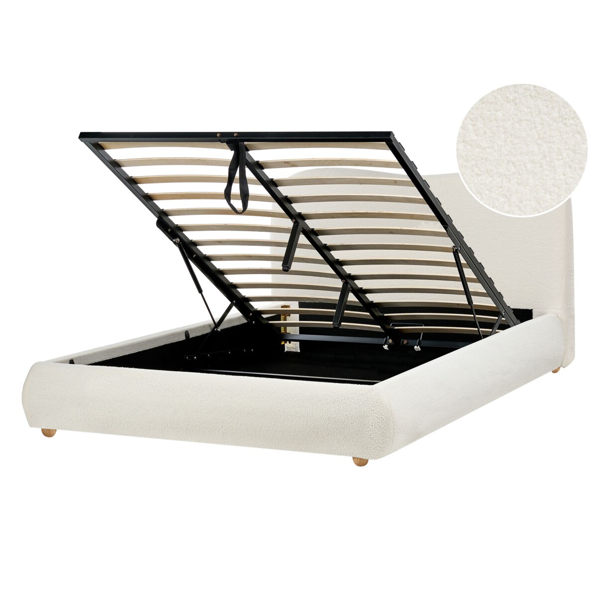 Łóżko z pojemnikiem Boucle BLAGNAC 140 x 200 cm Złamana biel