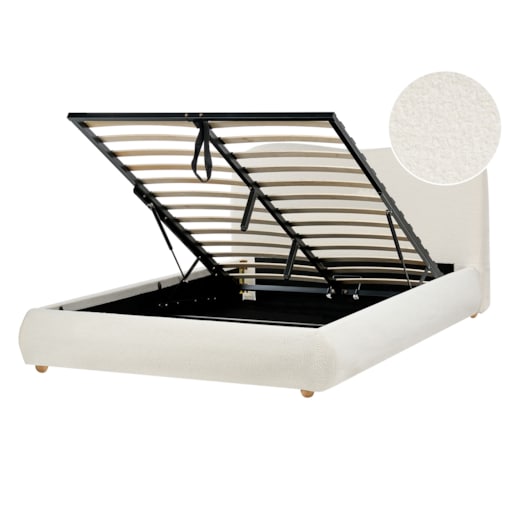 Łóżko z pojemnikiem Boucle BLAGNAC 140 x 200 cm Złamana biel