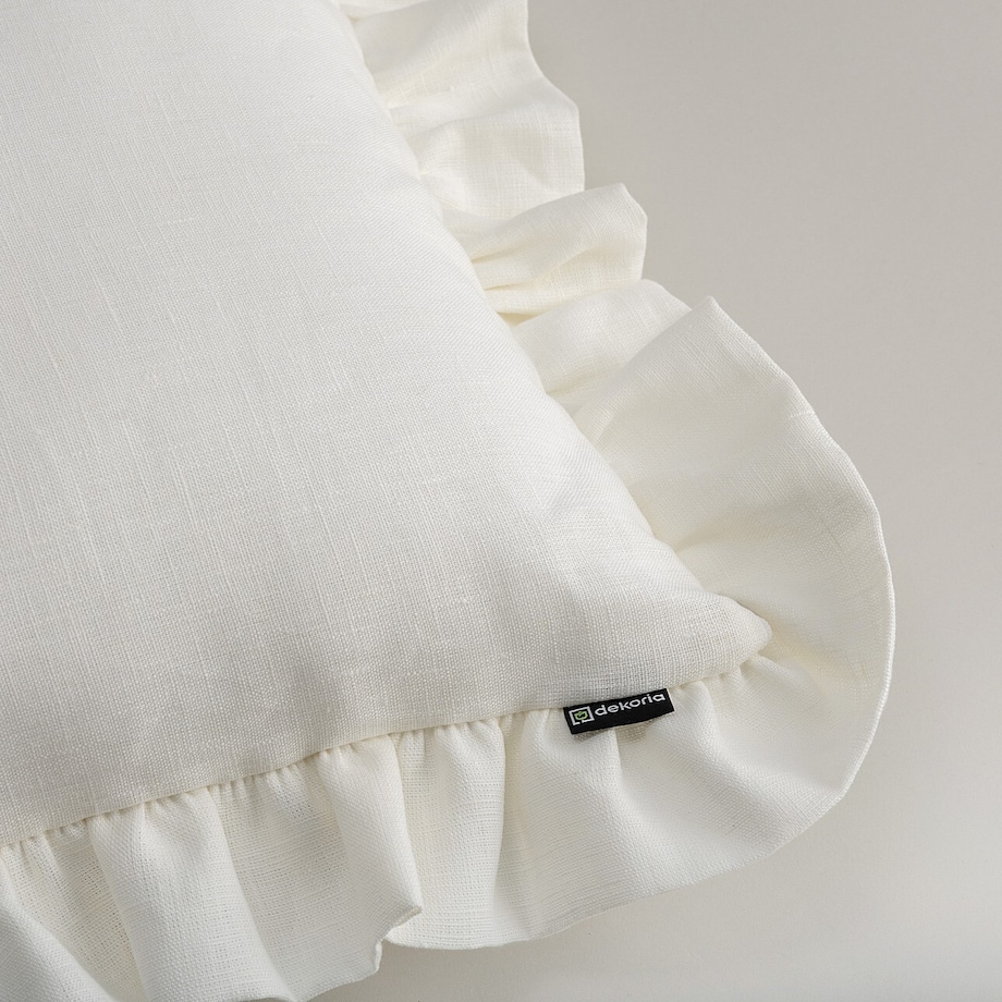 Poszewka Paula z falbaną 45x45 śmietankowy biały