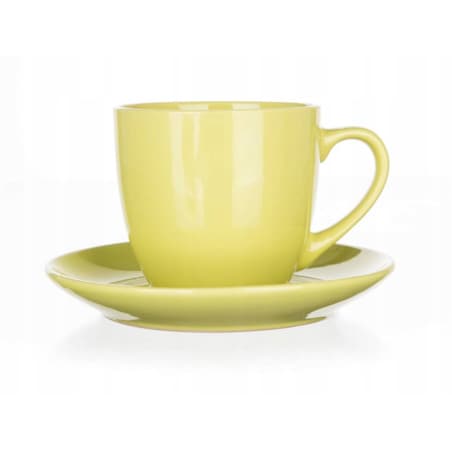 FILIŻANKA + SPODEK zielony jasny 250 ml na espresso kawę herbatkę prezenty