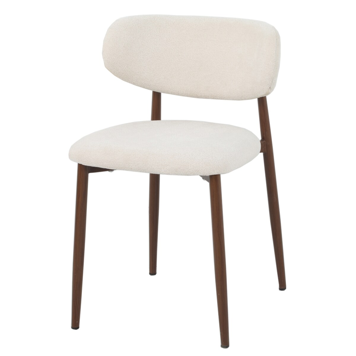 Krzesło INES beżowe metalowe nogi w kolorze drewna tapicerowane