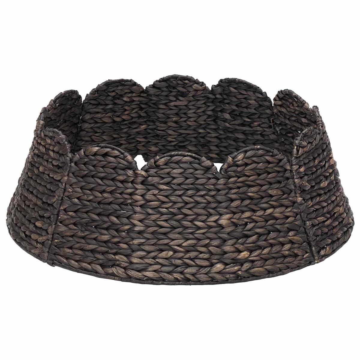 vidaXL Kołnierz do Choinki Okrągły Czarny śr. 90 x 28 cm Hiacynt wodny