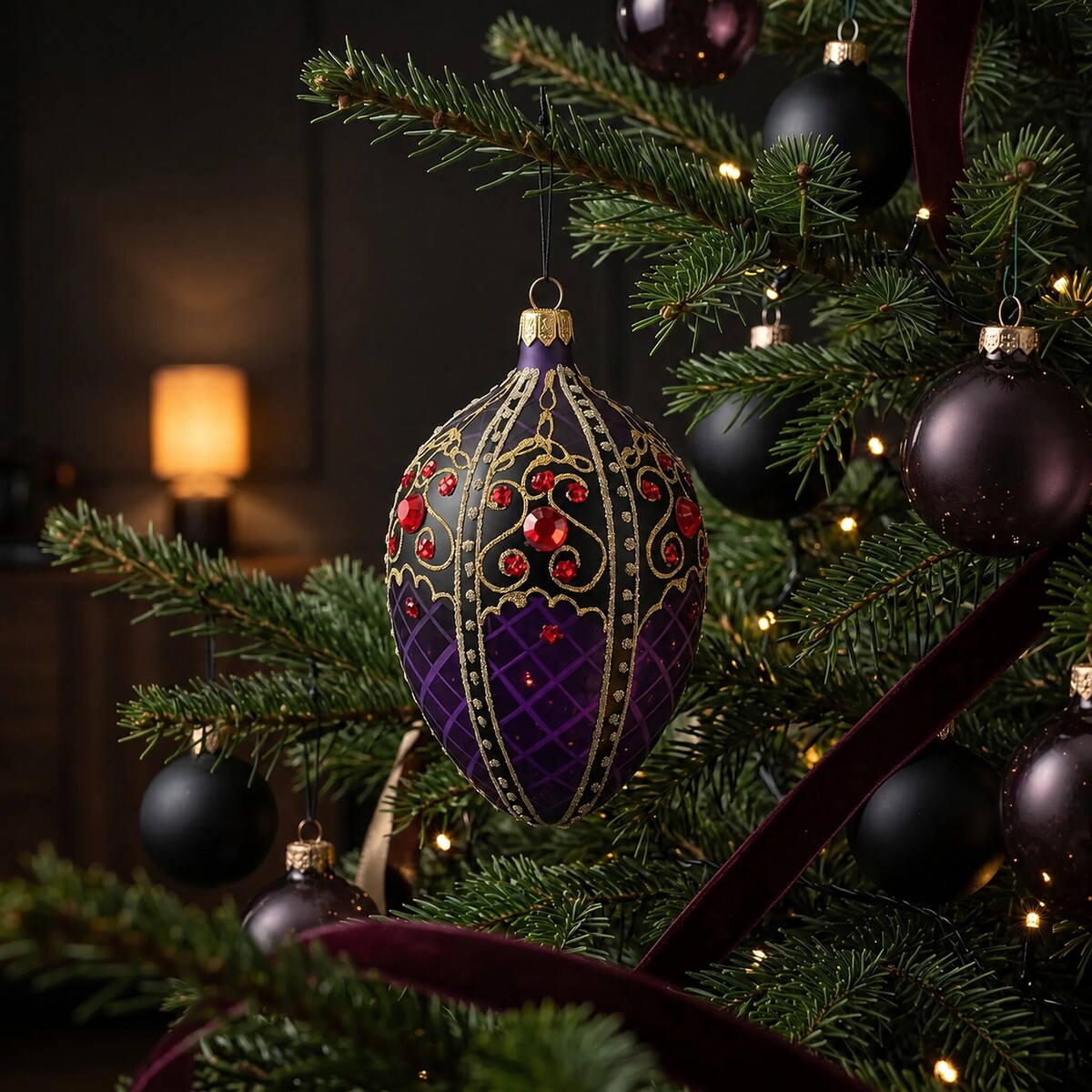 Bombka choinkowa: Ekskluzywne Jajo Faberge: czarno-purpurowe
