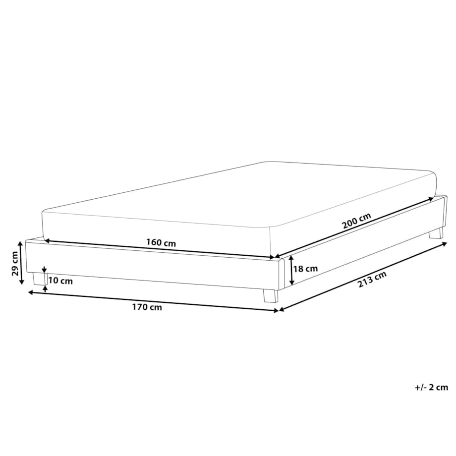 Łóżko tapicerowane ze stelażem jasnobeżowe 160 x 200 cm ROANNE