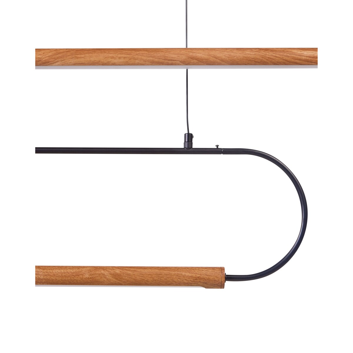 Lampa wisząca LED 2 punktowa metalowa czarny z jasnym drewnem LOGONE