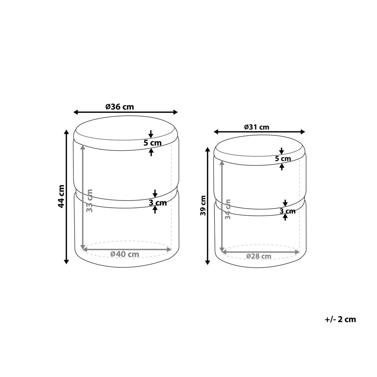 Zestaw 2 pufów ze schowkiem różowy WICHITA