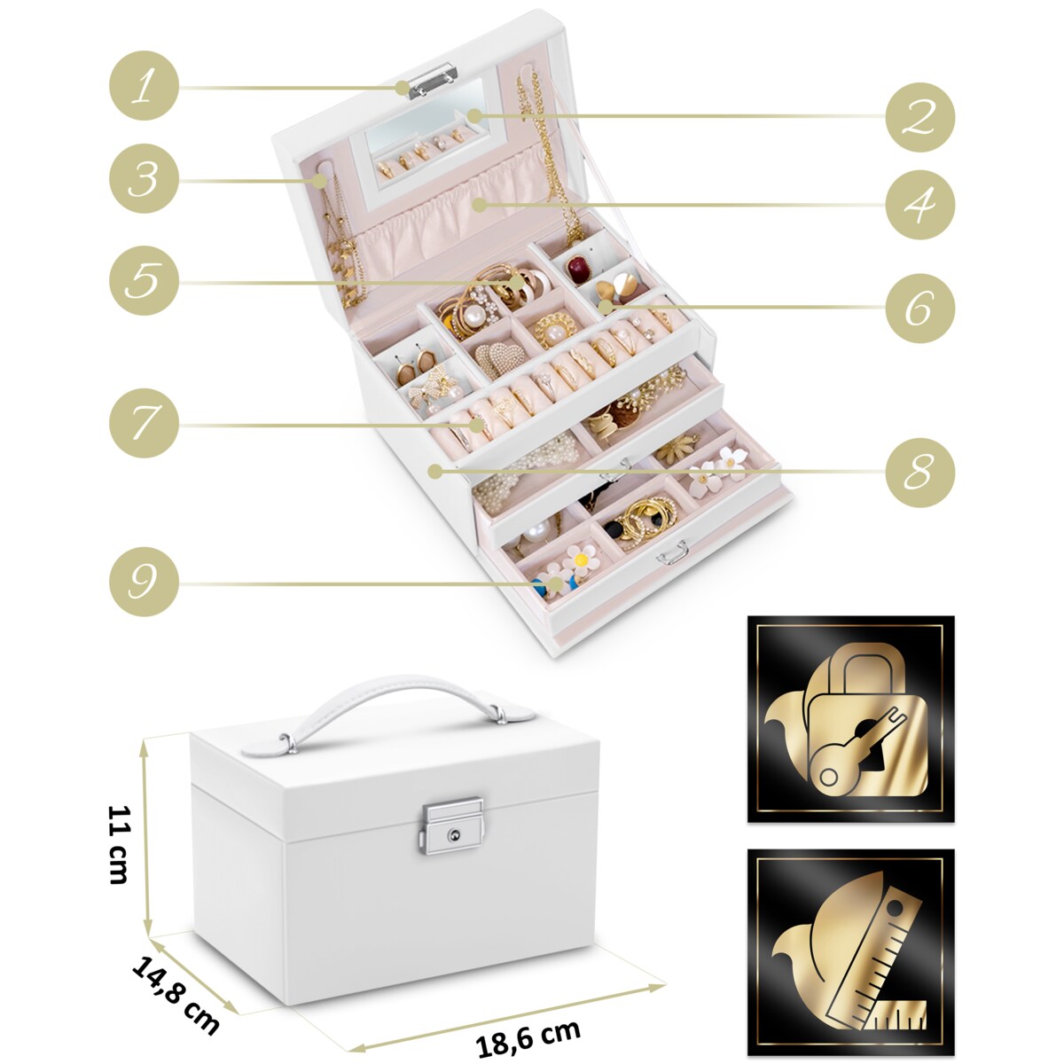 Pudełko szkatułka na biżuterię białe Massido