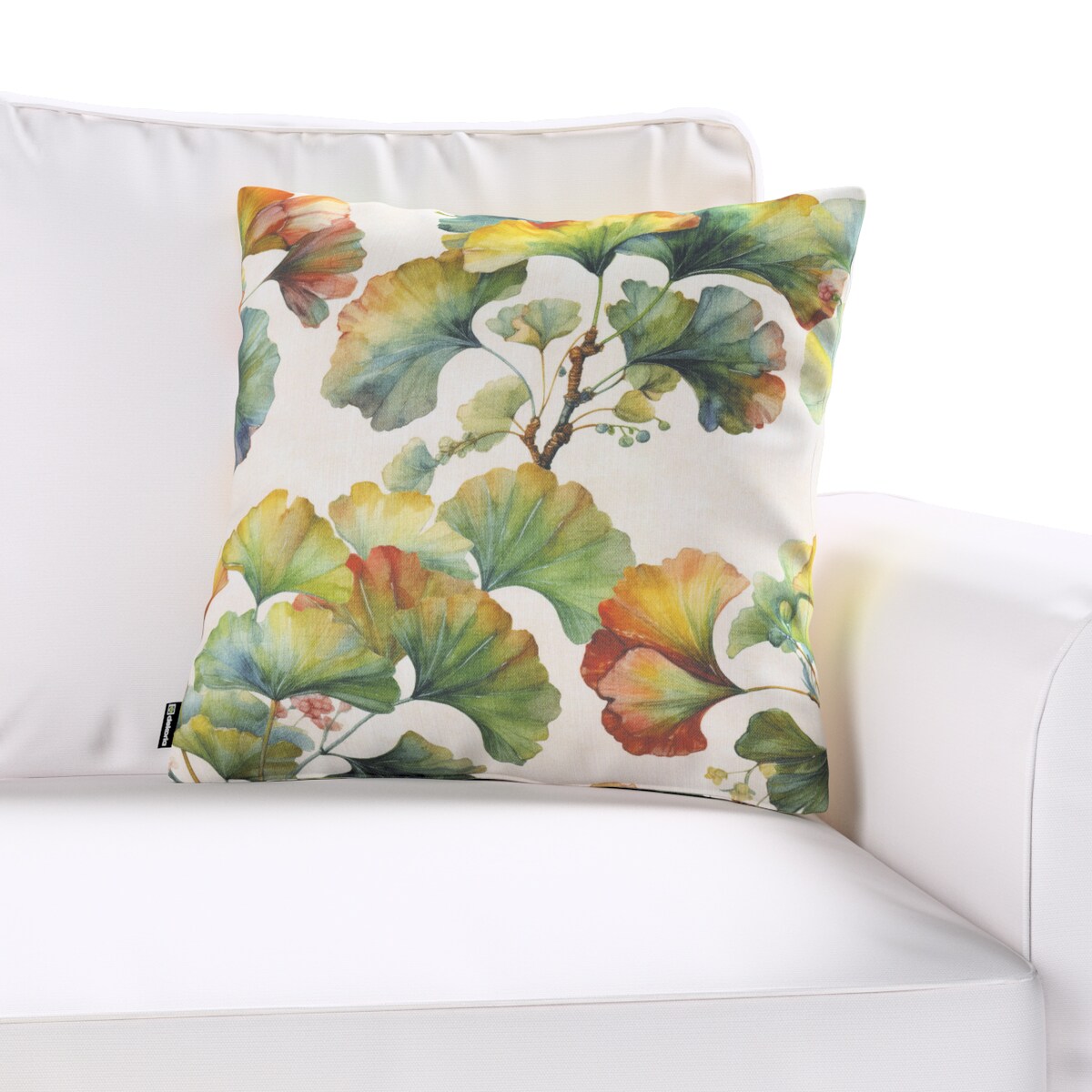 Poszewka Kinga na poduszkę 60x60 wielobarwne kwiaty na białym tle