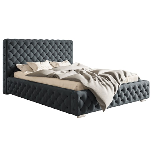 Łóżko do sypialni 160x200 BEN 15 z pojemnikiem - grafitowe