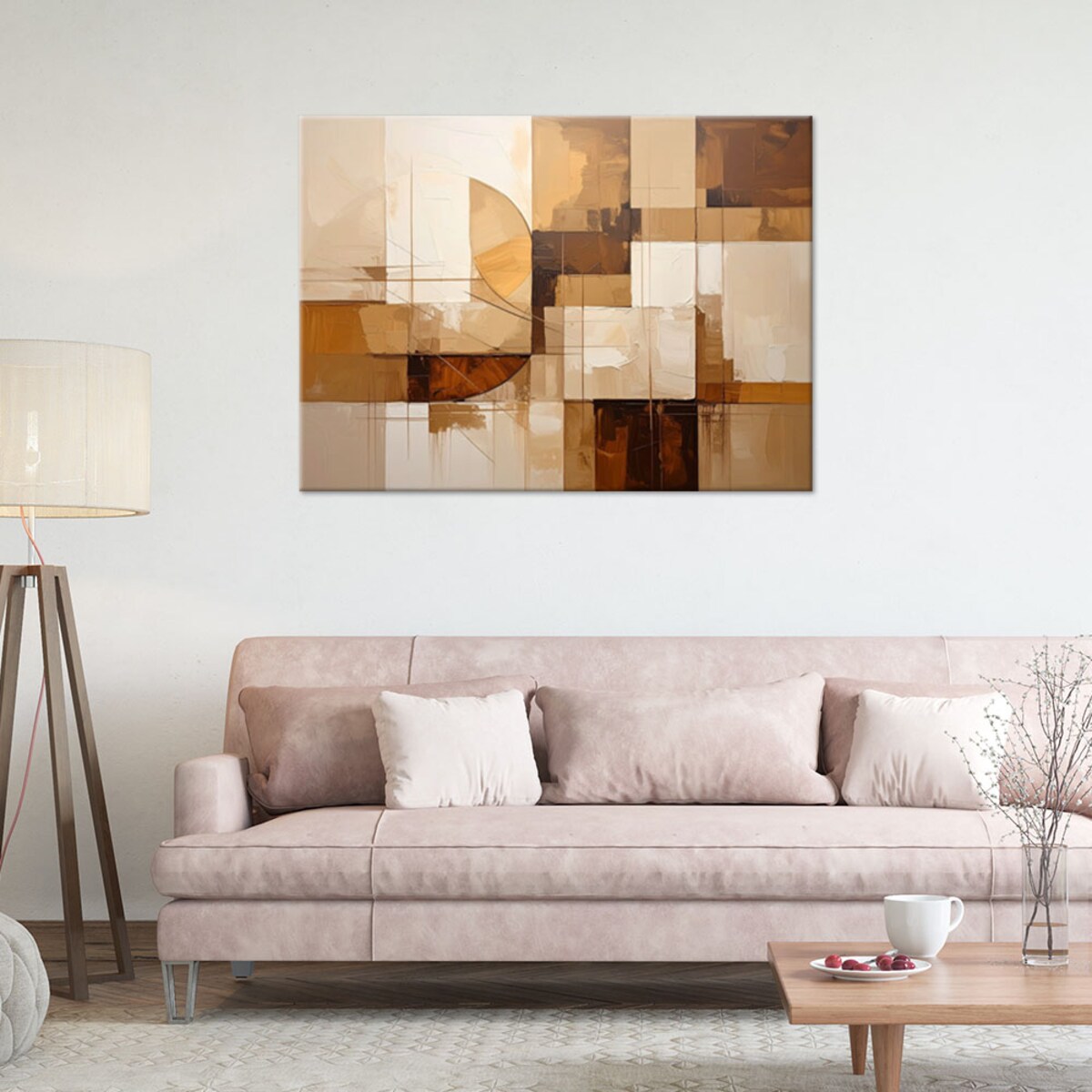 Obraz do salonu sypialni kuchni, Abstrakcyjne figury w odcieniach beżu