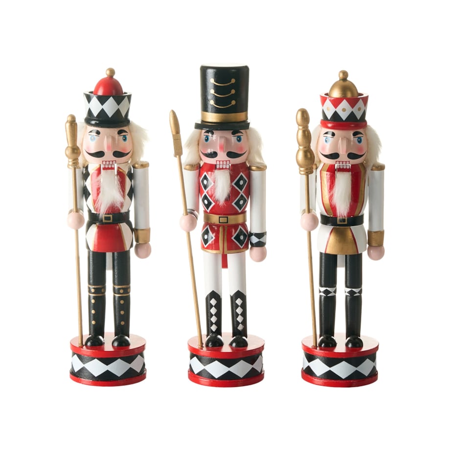 Zestaw 3 figurek dekoracyjnych RICKLEAN Dziadek do orzechów 30 cm Czerwony/ biały