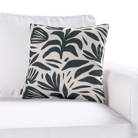 Poszewka Kinga na poduszkę 60x60 roślinny grafitowy motyw na kremowym tle