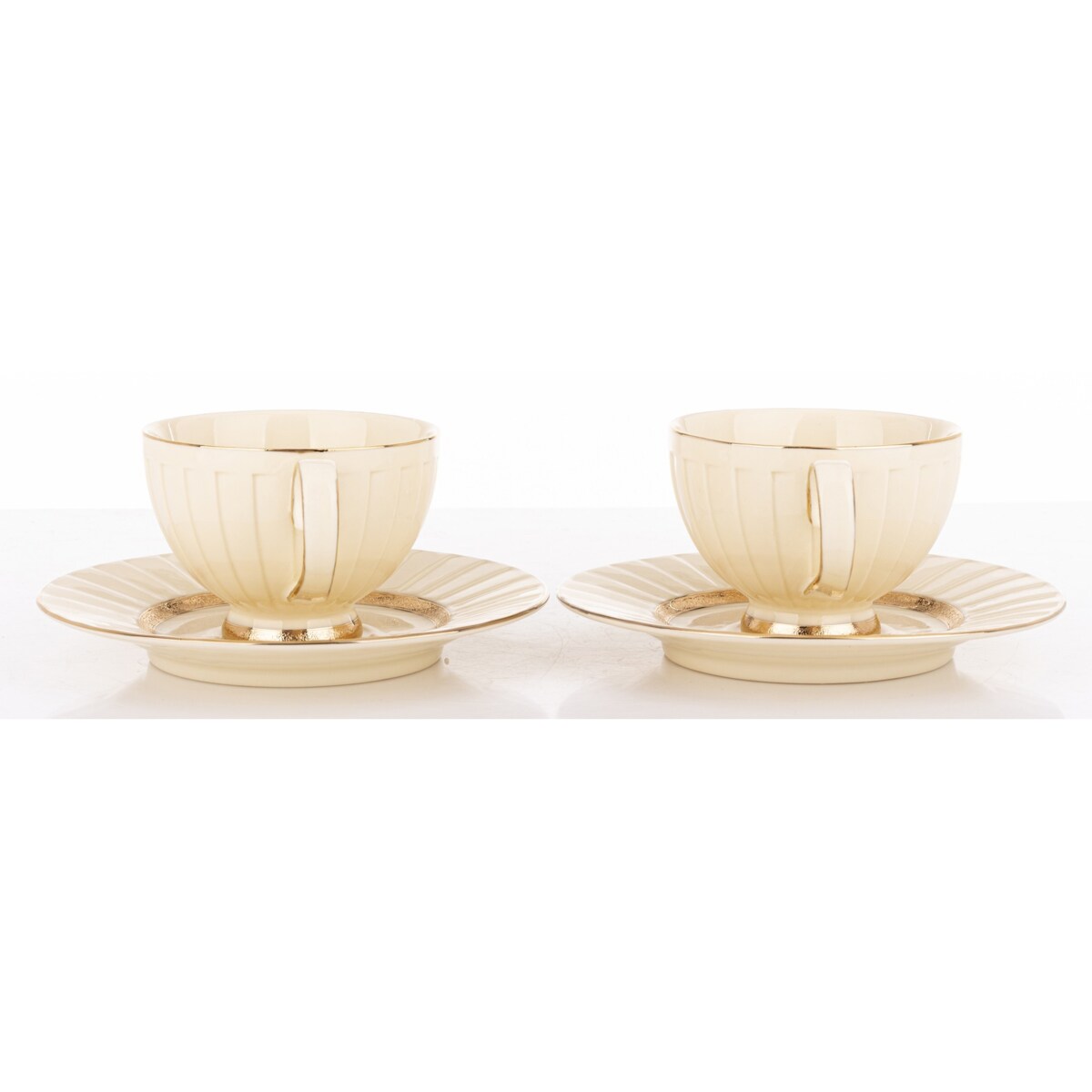 Filiżanka 2 szt. 7x9,5x12,5 cm 220 ml ze spodkiem Ø 16,5 cm TASSE-2 ecru i złoty
