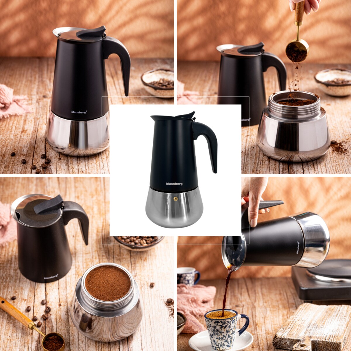 Kawiarka espresso kafeterka ciśnieniowa KLAUSBERG 450ml 9 filiżanki