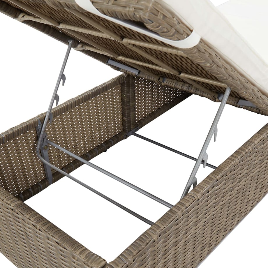 vidaXL Leżak z polirattanu, brązowo-kremowy