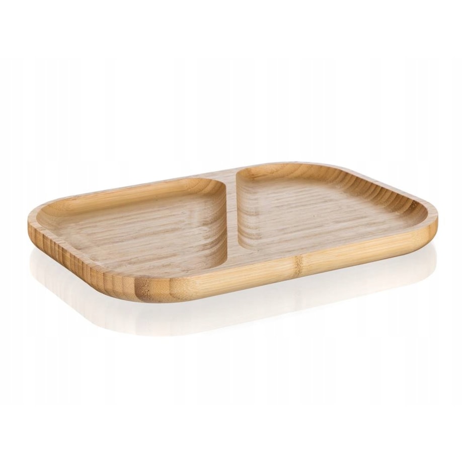 TALERZ Z BAMBUSA 28cm na jedzenie owoce patera przystawki przekąski tacka