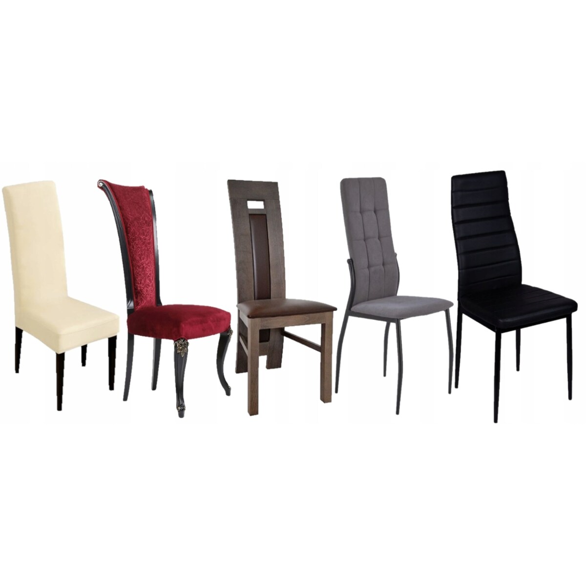 Pokrowiec Na Krzesło Wysokie Oparcie Szary Welur Elastyczny