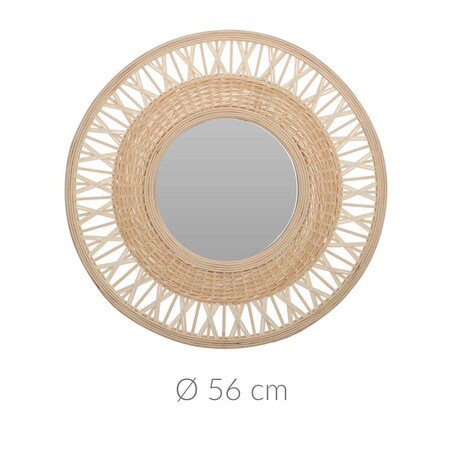 Lustro okrągłe, rama z bambusowej plecionki, Ø 56 cm