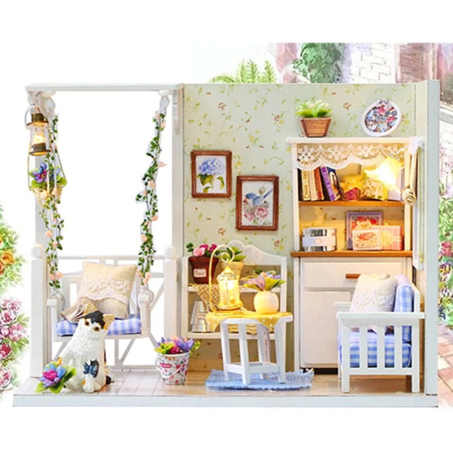 Miniaturowy domek - Fiołkowa weranda