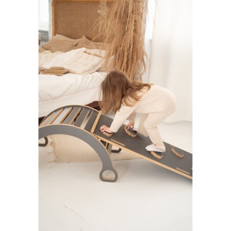 MAŁY bujak montessori + MAŁA zjeżdżalnia CHMURKI - szary