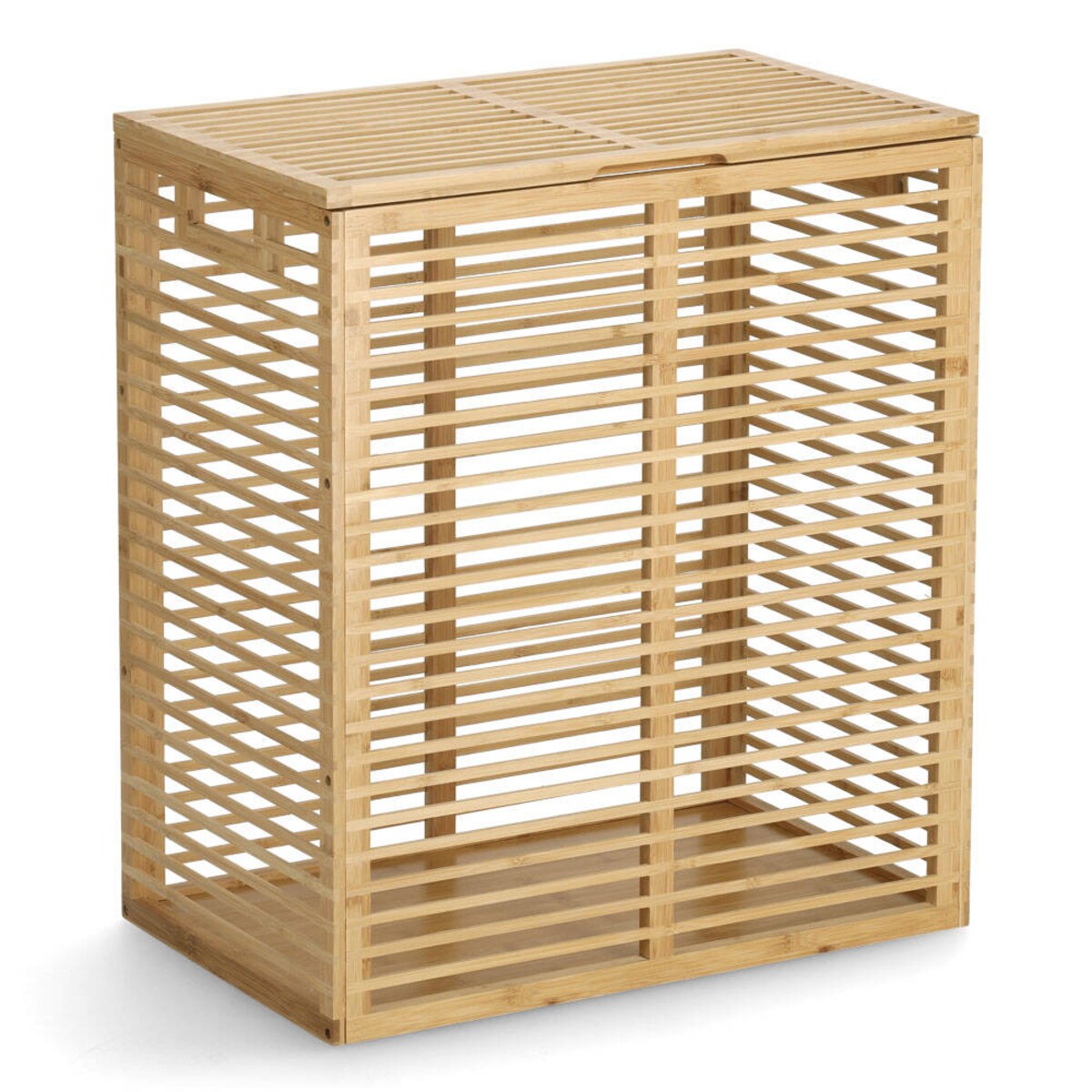 Zamykany kosz na pranie, bambusowy, 53,5 x 33 x 61 cm