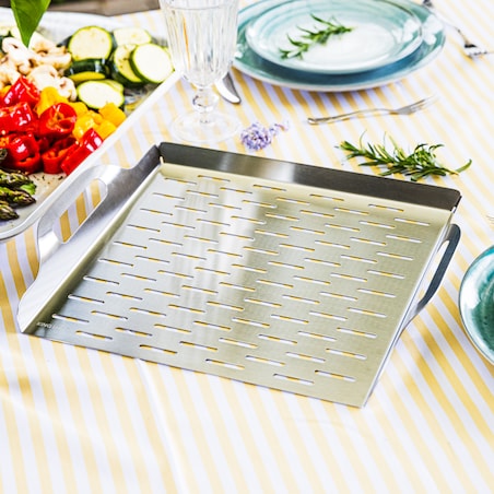 Tacka do grillowania, głęboka, 37x31x4.6cm, stal nierdzewna, KINGHOFF