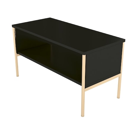 Elegancki czarny stolik kawowy Skandica POLKA na złotych nóżkach