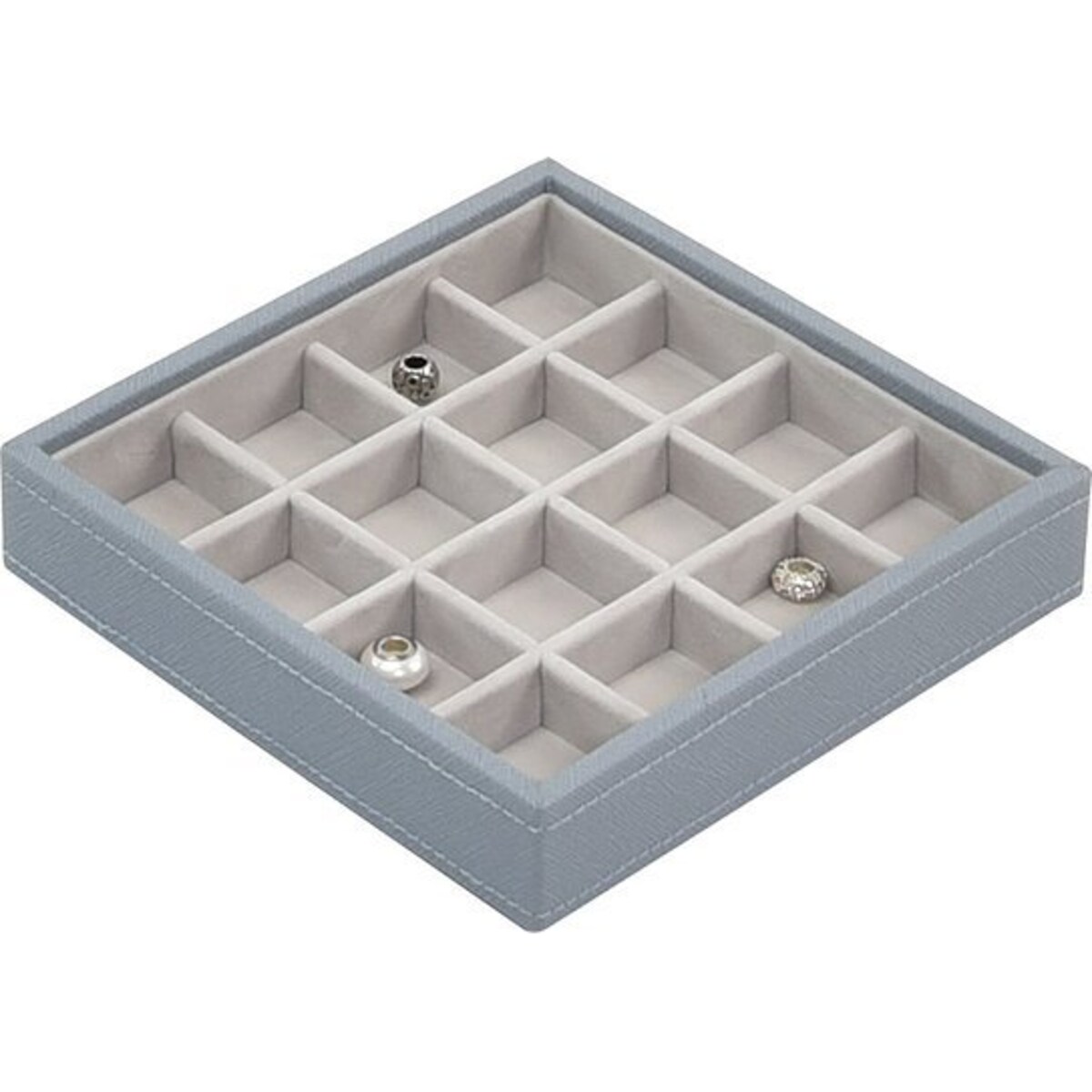 Szkatułka na charmsy Stackers 16 komorowa niebieskoszara