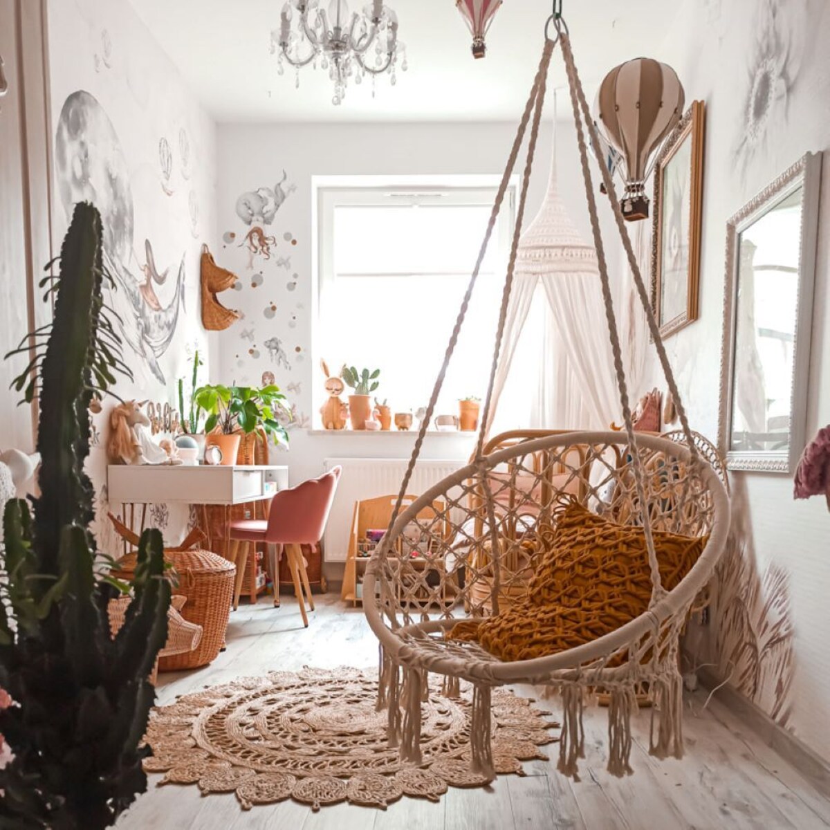 Fotel wiszący ogrodowy Boho, bociane gniazdo XXL