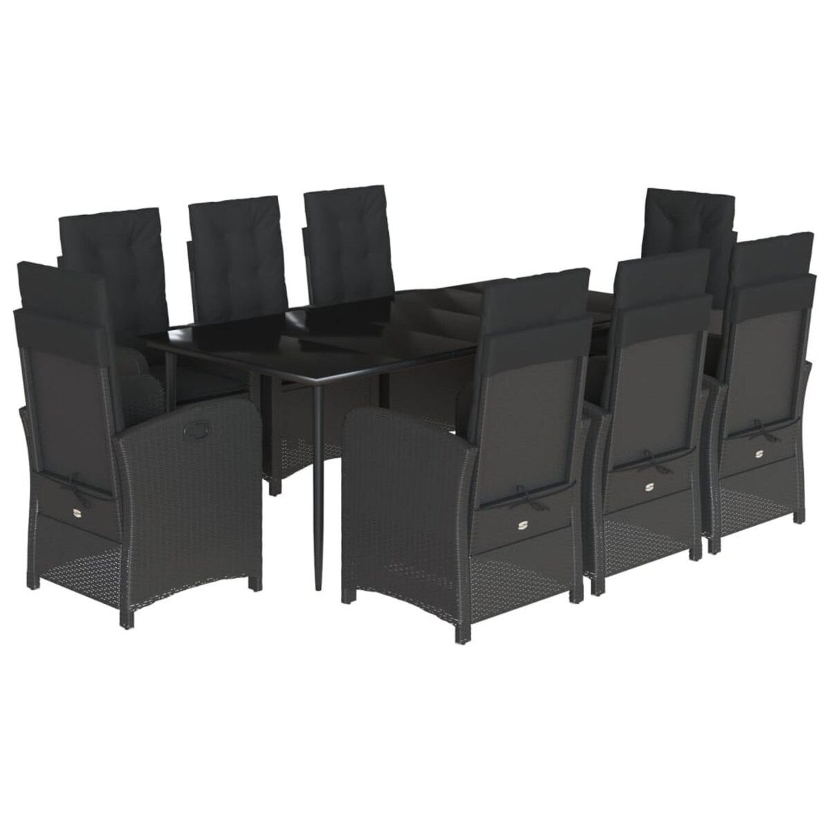 vidaXL 9-cz. zestaw mebli ogrodowych z poduszkami, czarny, rattan PE