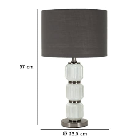 Lampa stołowa Bright Three, kolor biały i szary, szkło i żelazo, 32,5 x 32,5 x 57 cm, 1 x E27, styl nowoczesny, do salonu i sypialni, Mauro Ferretti